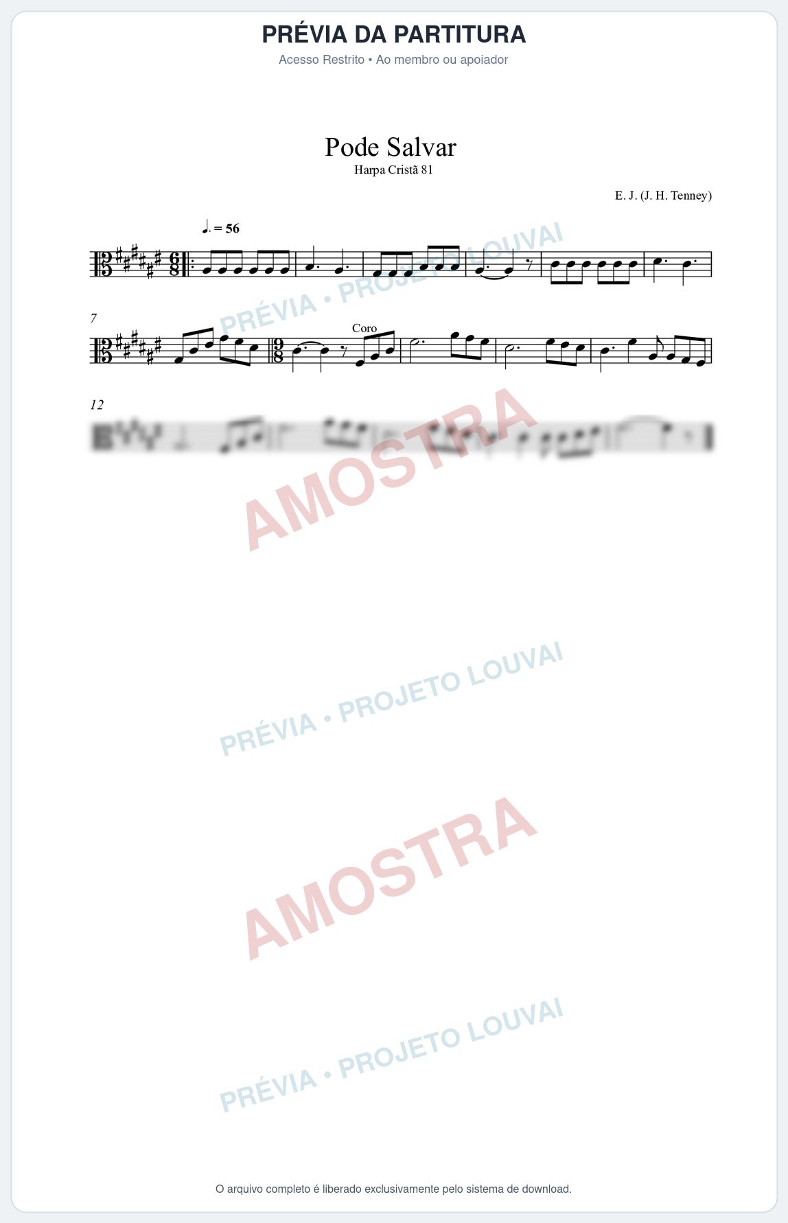 Prévia protegida da primeira página da partitura Partitura da música Pode Salvar (Harpa Cristã nº81) - Harpa Cristã - Tom F#