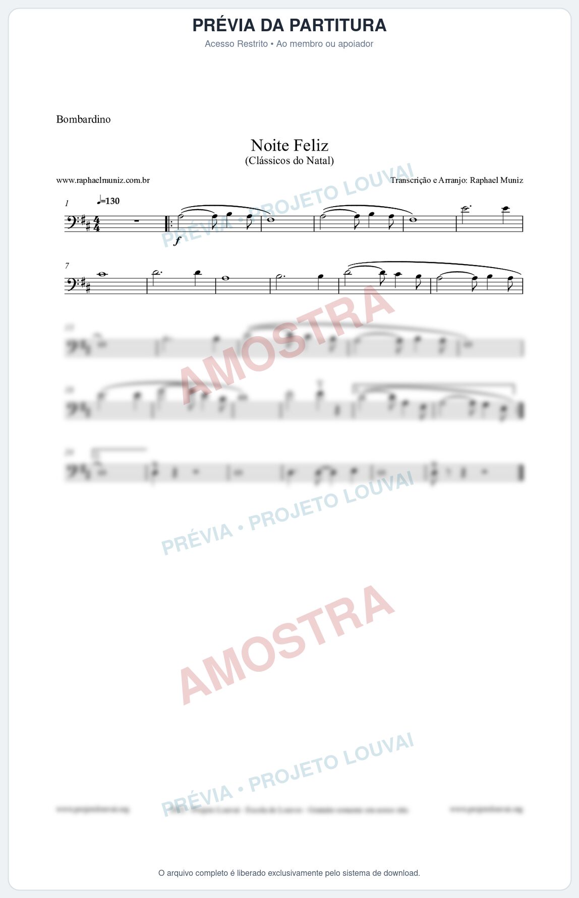 Prévia protegida da primeira página da partitura Partitura para Bombardino - Noite Feliz (Silent Night) - Versão 2 - Músicas de Natal