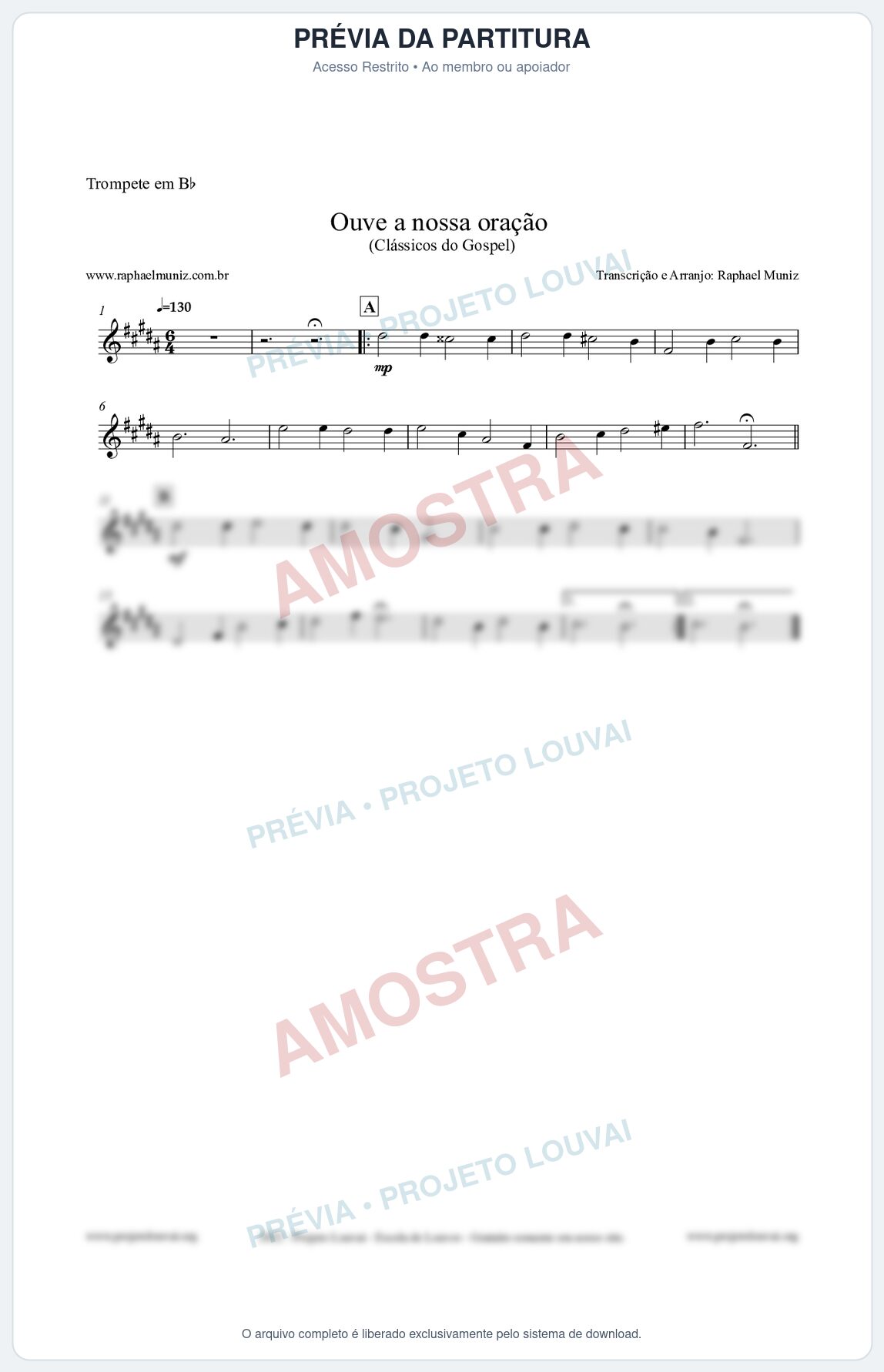 Prévia protegida da primeira página da partitura Partitura para Trompete em Bb - Ouve a nossa oração - CCB nº4 - Hinos da CCB