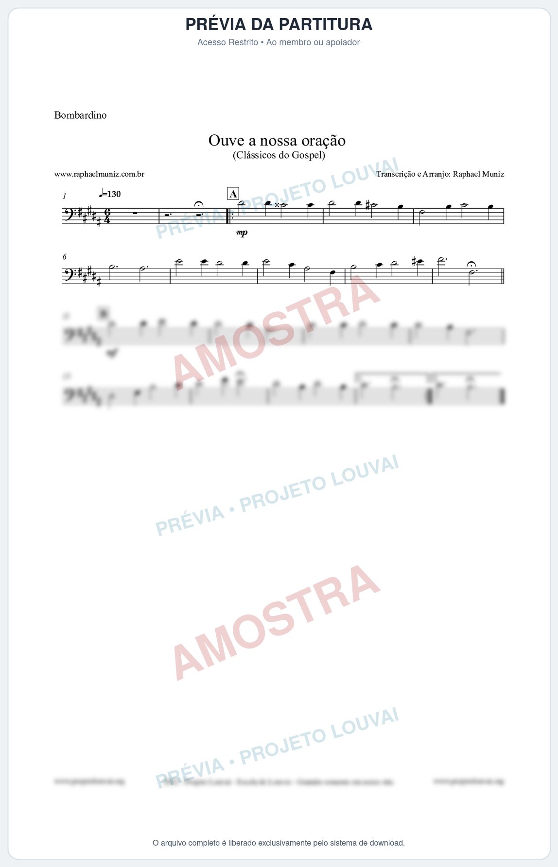 Prévia protegida da primeira página da partitura Partitura para Bombardino - Ouve a nossa oração - CCB nº4 - Hinos da CCB
