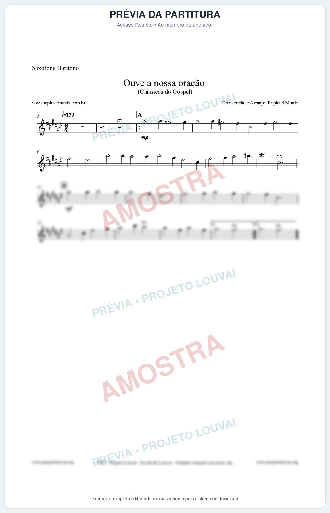 Prévia protegida da primeira página da partitura Partitura para Saxofone Barítono - Ouve a nossa oração - CCB nº4 - Hinos da CCB