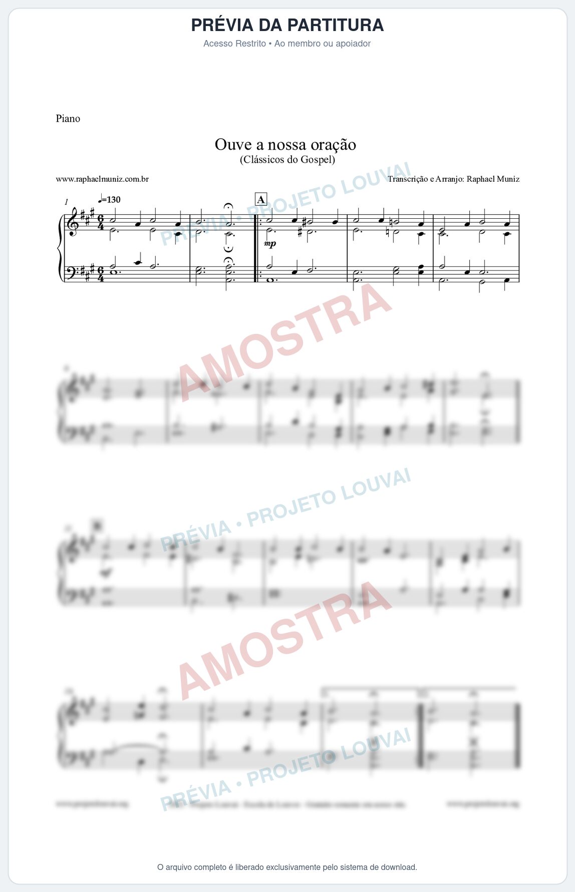Prévia protegida da primeira página da partitura Partitura para Piano - Ouve a nossa oração - CCB nº4 - Hinos da CCB