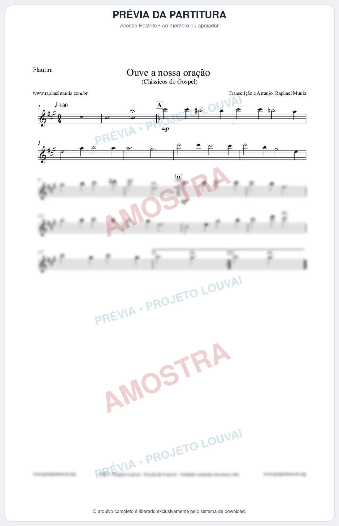 Prévia protegida da primeira página da partitura Partitura para Flautim - Ouve a nossa oração - CCB nº4 - Hinos da CCB
