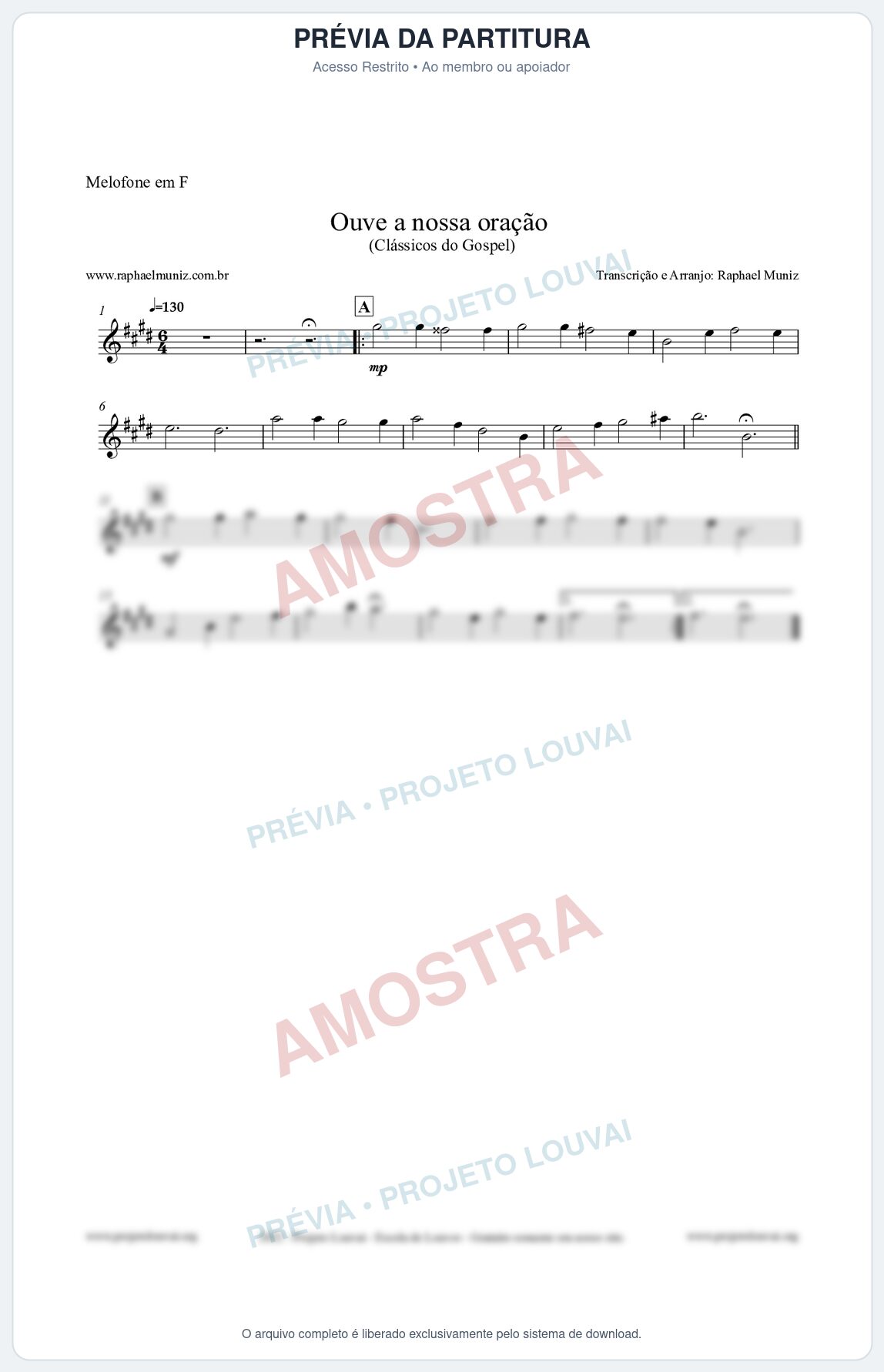Prévia protegida da primeira página da partitura Partitura para Melofone em F - Ouve a nossa oração - CCB nº4 - Hinos da CCB