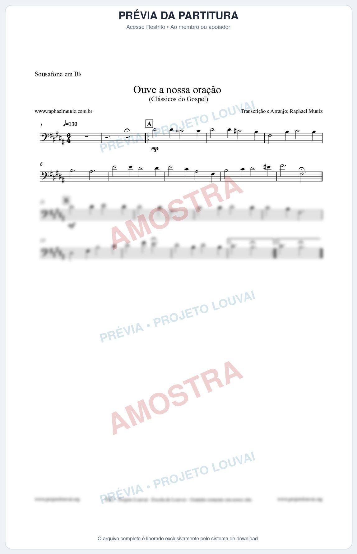 Prévia protegida da primeira página da partitura Partitura para Sousafone em Bb - Ouve a nossa oração - CCB nº4 - Hinos da CCB