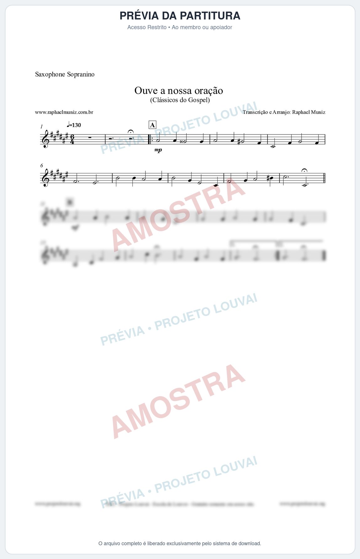 Prévia protegida da primeira página da partitura Partitura para Saxophone Sopranino - Ouve a nossa oração - CCB nº4 - Hinos da CCB