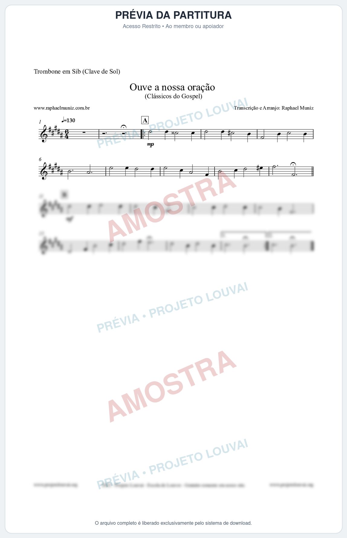 Prévia protegida da primeira página da partitura Partitura para Trombone em Sib (Clave de Sol) - Ouve a nossa oração - CCB nº4 - Hinos da CCB