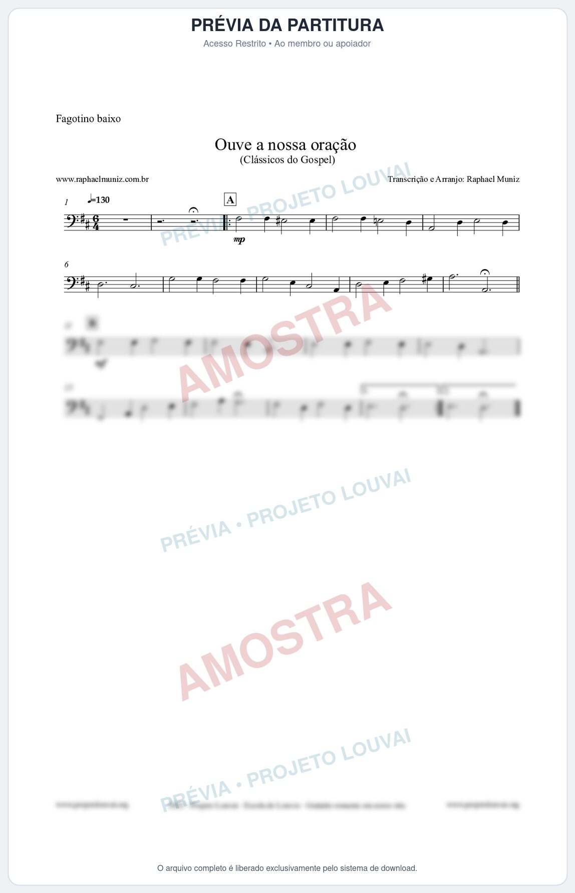 Prévia protegida da primeira página da partitura Partitura para Fagotino baixo - Ouve a nossa oração - CCB nº4 - Hinos da CCB