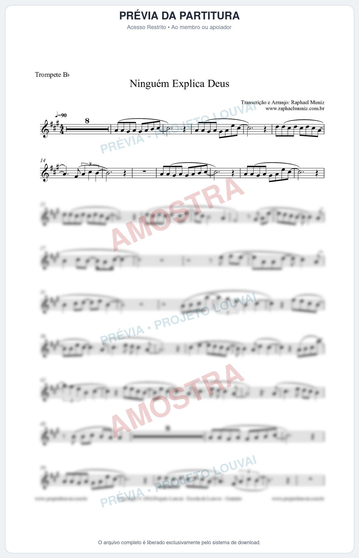 Prévia protegida da primeira página da partitura Partitura para Trompete - Ninguém Explica Deus - Preto no Branco