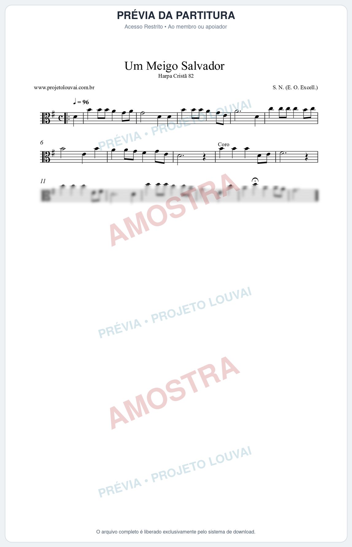 Prévia protegida da primeira página da partitura Partitura da música Um Meigo Salvador (Harpa Cristã nº82) - Harpa Cristã - Tom G
