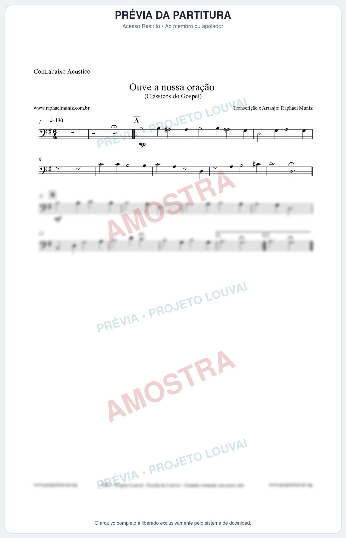 Prévia protegida da primeira página da partitura Partitura para Contrabaixo Acústico - Ouve a nossa oração - CCB nº4 - Hinos da CCB