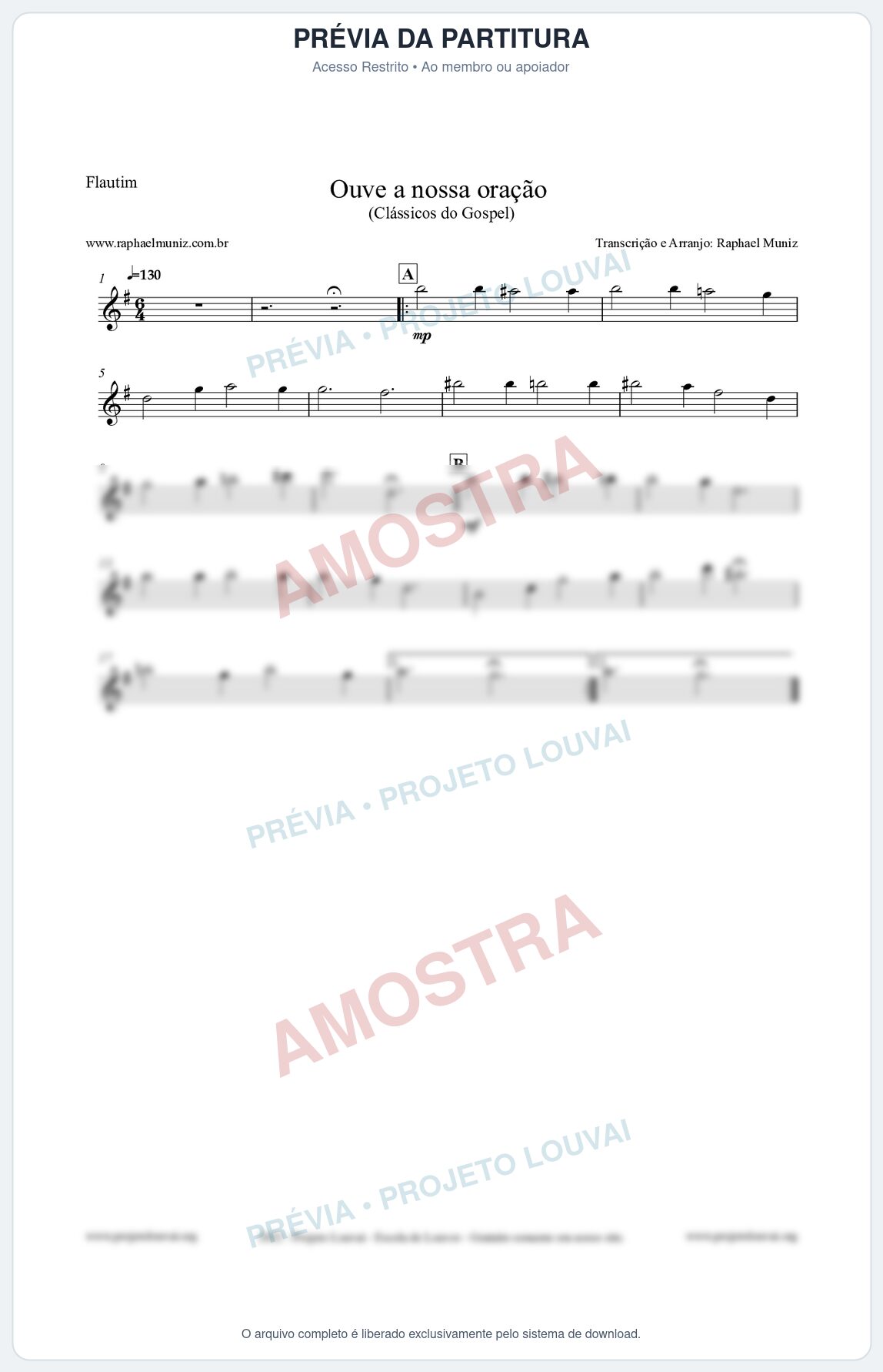 Prévia protegida da primeira página da partitura Partitura para Flautim - Ouve a nossa oração - CCB nº4 - Hinos da CCB