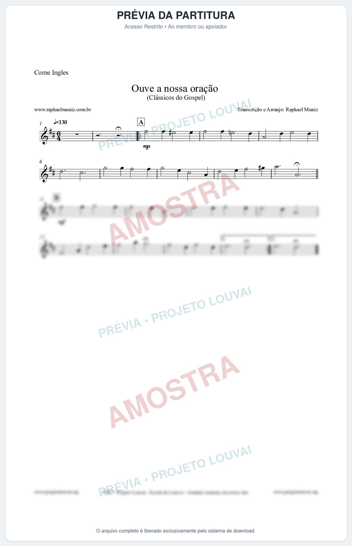 Prévia protegida da primeira página da partitura Partitura para Corne Inglês - Ouve a nossa oração - CCB nº4 - Hinos da CCB