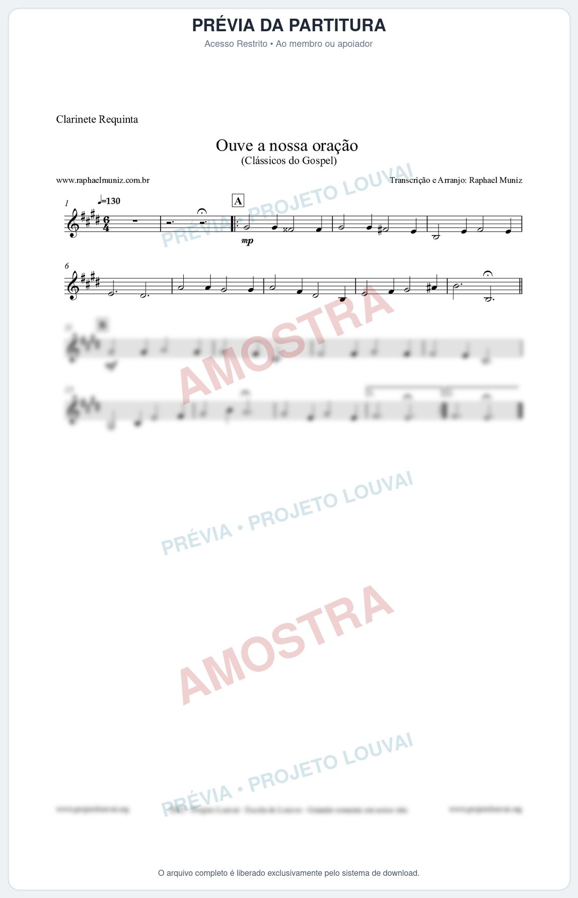 Prévia protegida da primeira página da partitura Partitura para Clarinete Requinta - Ouve a nossa oração - CCB nº4 - Hinos da CCB