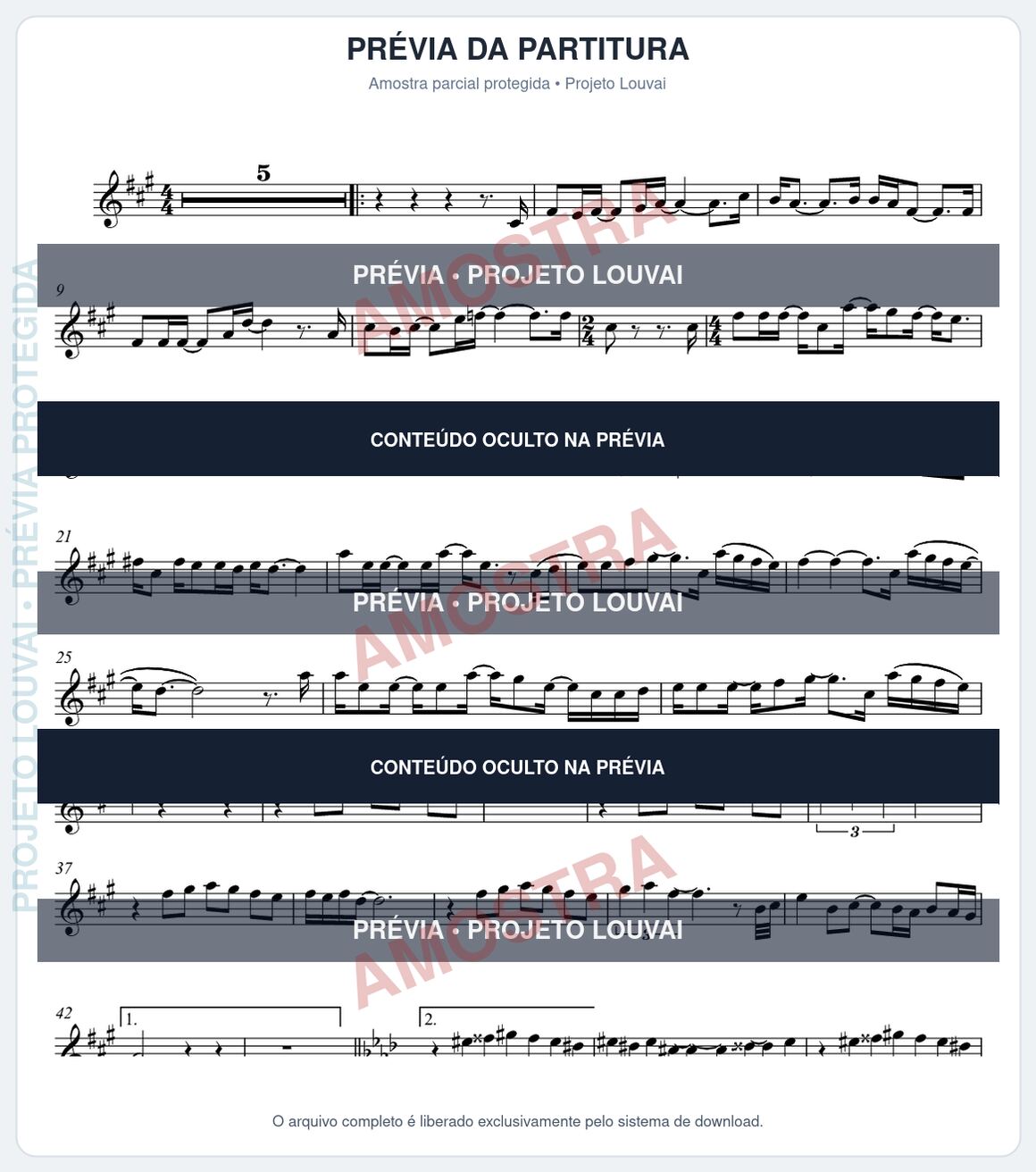 Prévia parcial e protegida da partitura Partitura da música A Cura - Cassiane - Tom A