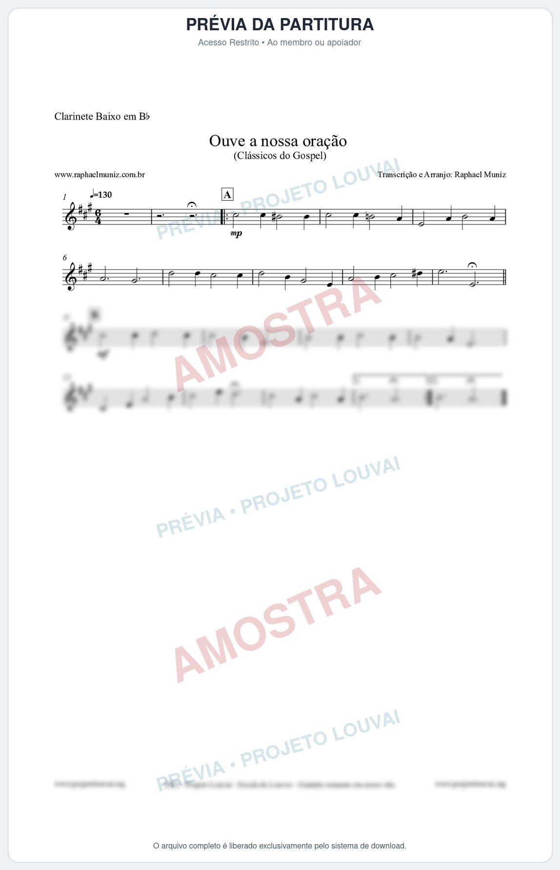 Prévia protegida da primeira página da partitura Partitura para Clarinete Baixo em Bb - Ouve a nossa oração - CCB nº4 - Hinos da CCB