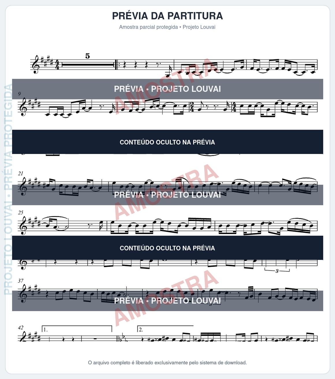 Prévia parcial e protegida da partitura Partitura da música A Cura - Cassiane - Tom E
