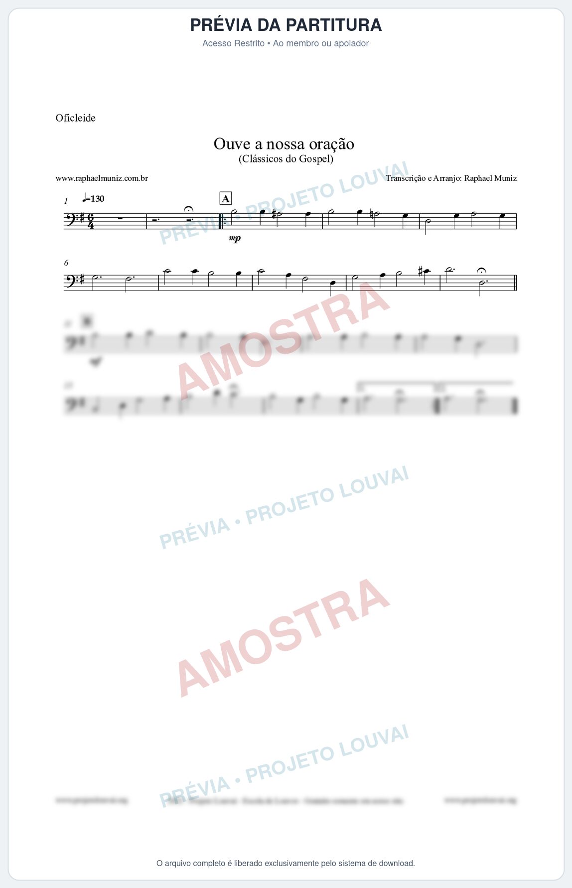 Prévia protegida da primeira página da partitura Partitura para Oficleide - Ouve a nossa oração - CCB nº4 - Hinos da CCB