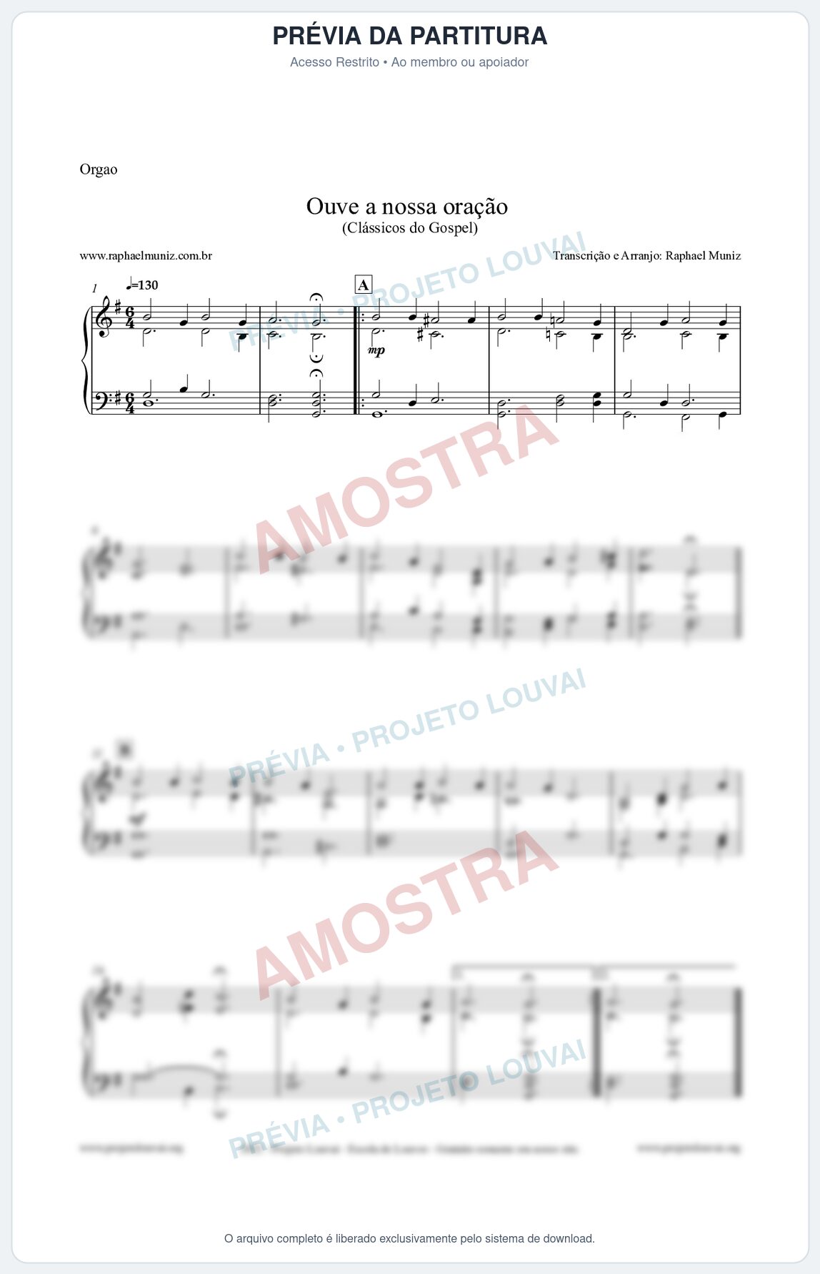 Prévia protegida da primeira página da partitura Partitura para Órgão - Ouve a nossa oração - CCB nº4 - Hinos da CCB