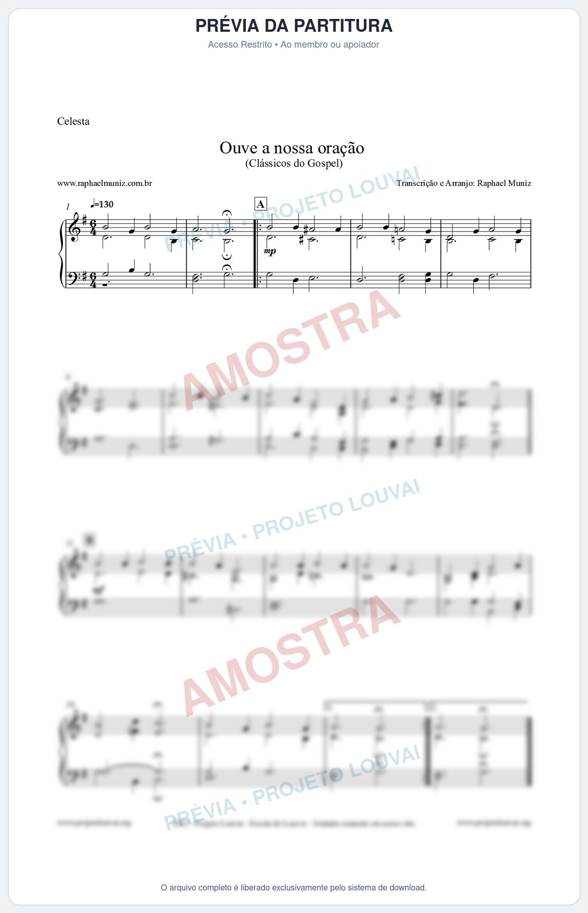 Prévia protegida da primeira página da partitura Partitura para Celesta - Ouve a nossa oração - CCB nº4 - Hinos da CCB