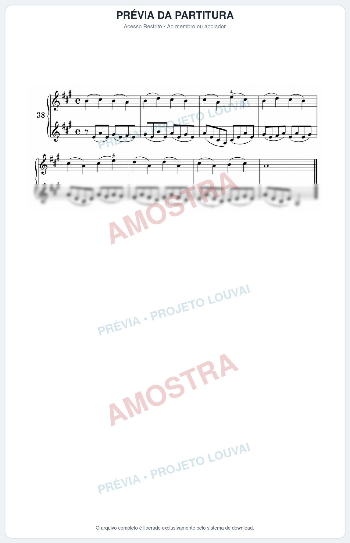 Prévia protegida da primeira página da partitura Partitura da música Lição 38 (Le violon) - Mathieu Crickboom - Tom A