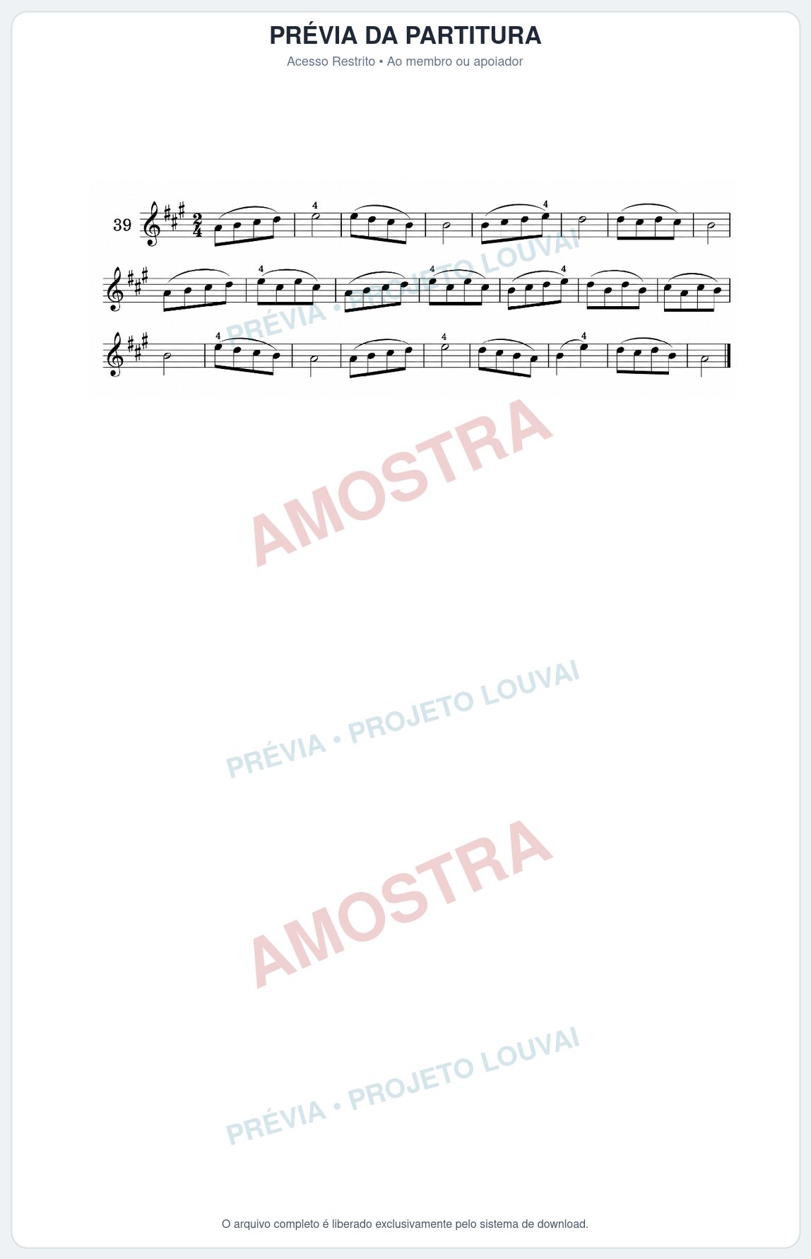 Prévia protegida da primeira página da partitura Partitura da música Lição 39 (Le violon) - Mathieu Crickboom - Tom A