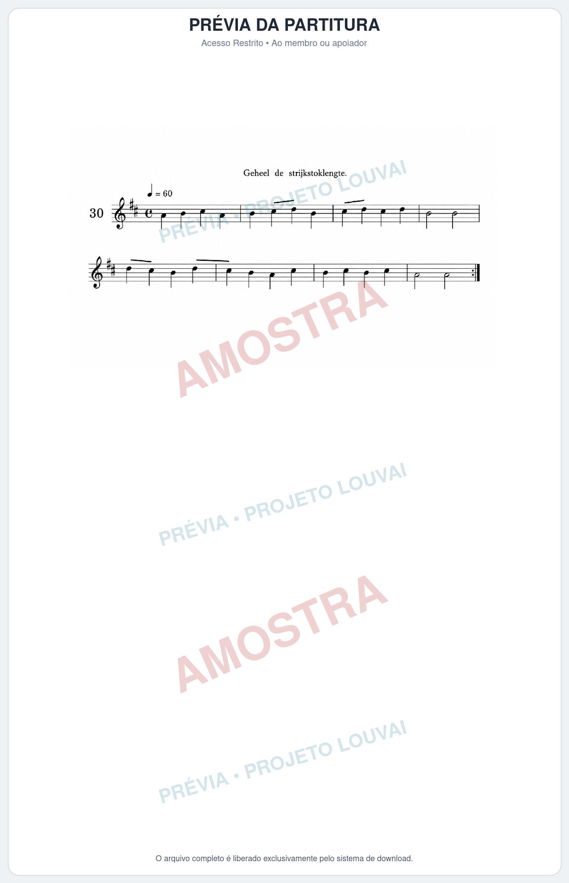Prévia protegida da primeira página da partitura Partitura da música Lição 30 (Le violon) - Mathieu Crickboom - Tom D