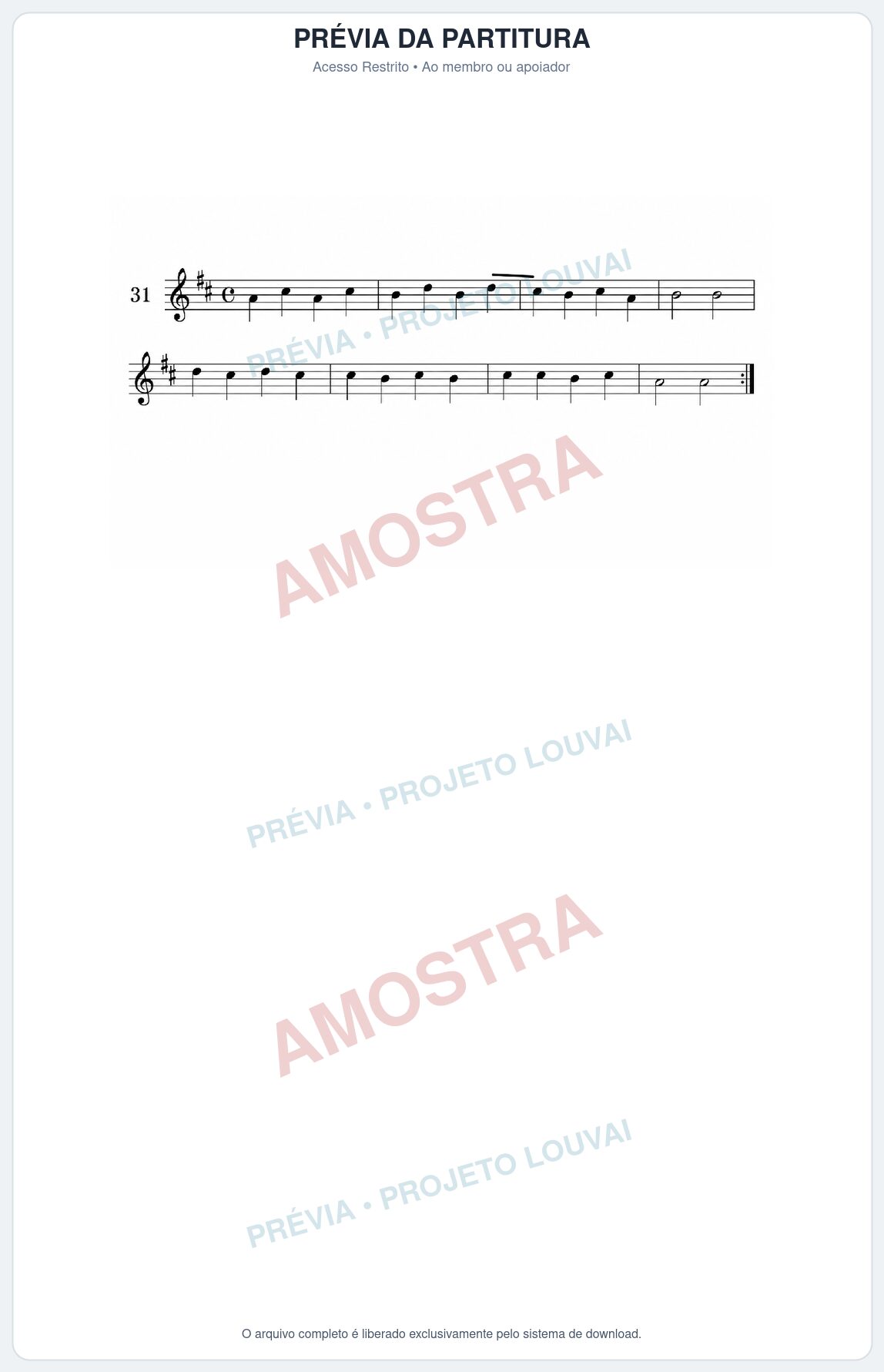 Prévia protegida da primeira página da partitura Partitura da música Lição 31 (Le violon) - Mathieu Crickboom - Tom D