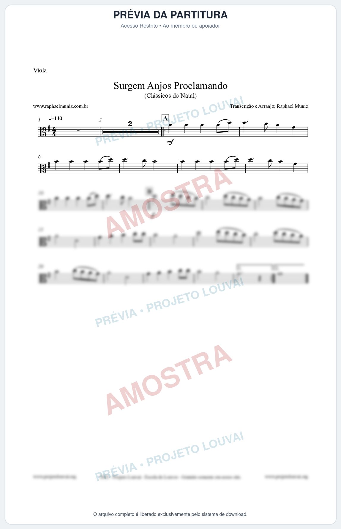 Prévia protegida da primeira página da partitura Partitura para Viola - Surgem Anjos Proclamando (Glory) - Músicas de Natal