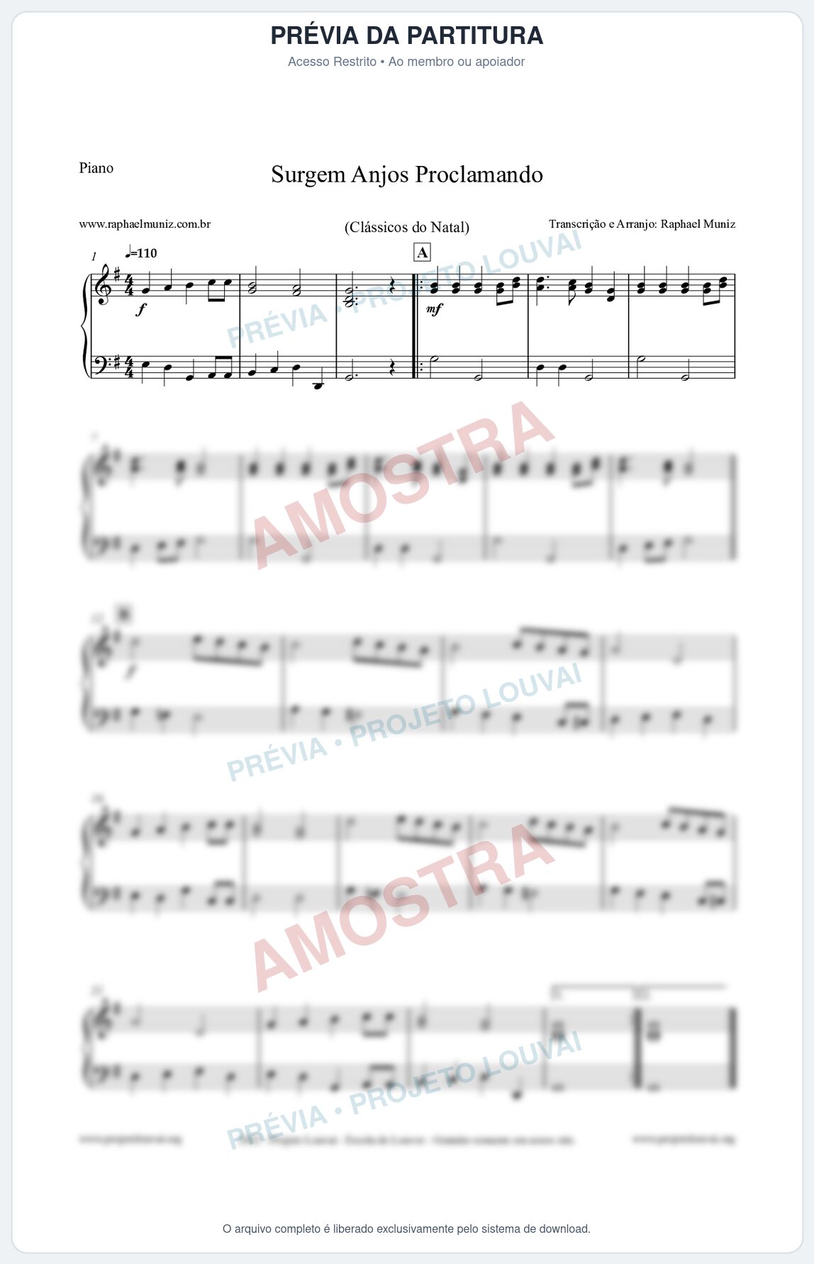 Prévia protegida da primeira página da partitura Partitura para Piano - Surgem Anjos Proclamando (Glory) - Músicas de Natal