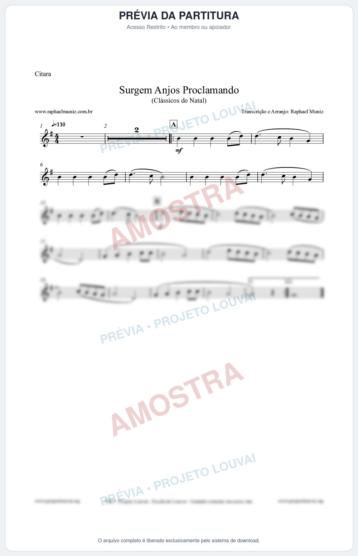 Prévia protegida da primeira página da partitura Partitura para Cítara - Surgem Anjos Proclamando (Glory) - Músicas de Natal