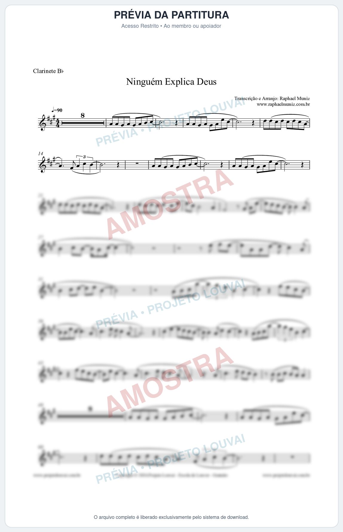Prévia protegida da primeira página da partitura Partitura para Clarinete Bb - Ninguém Explica Deus - Preto no Branco