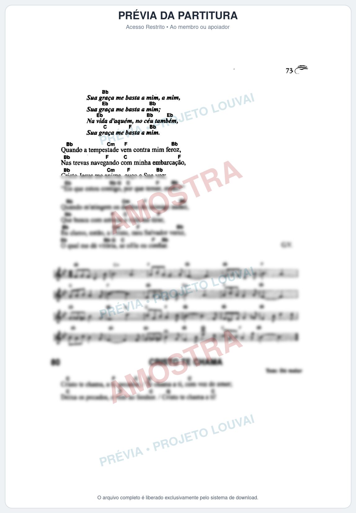 Prévia protegida da primeira página da partitura Partitura da música Cristo Te Chama (Harpa Cristã nº80) - Harpa Cristã Cifrada - Tom C