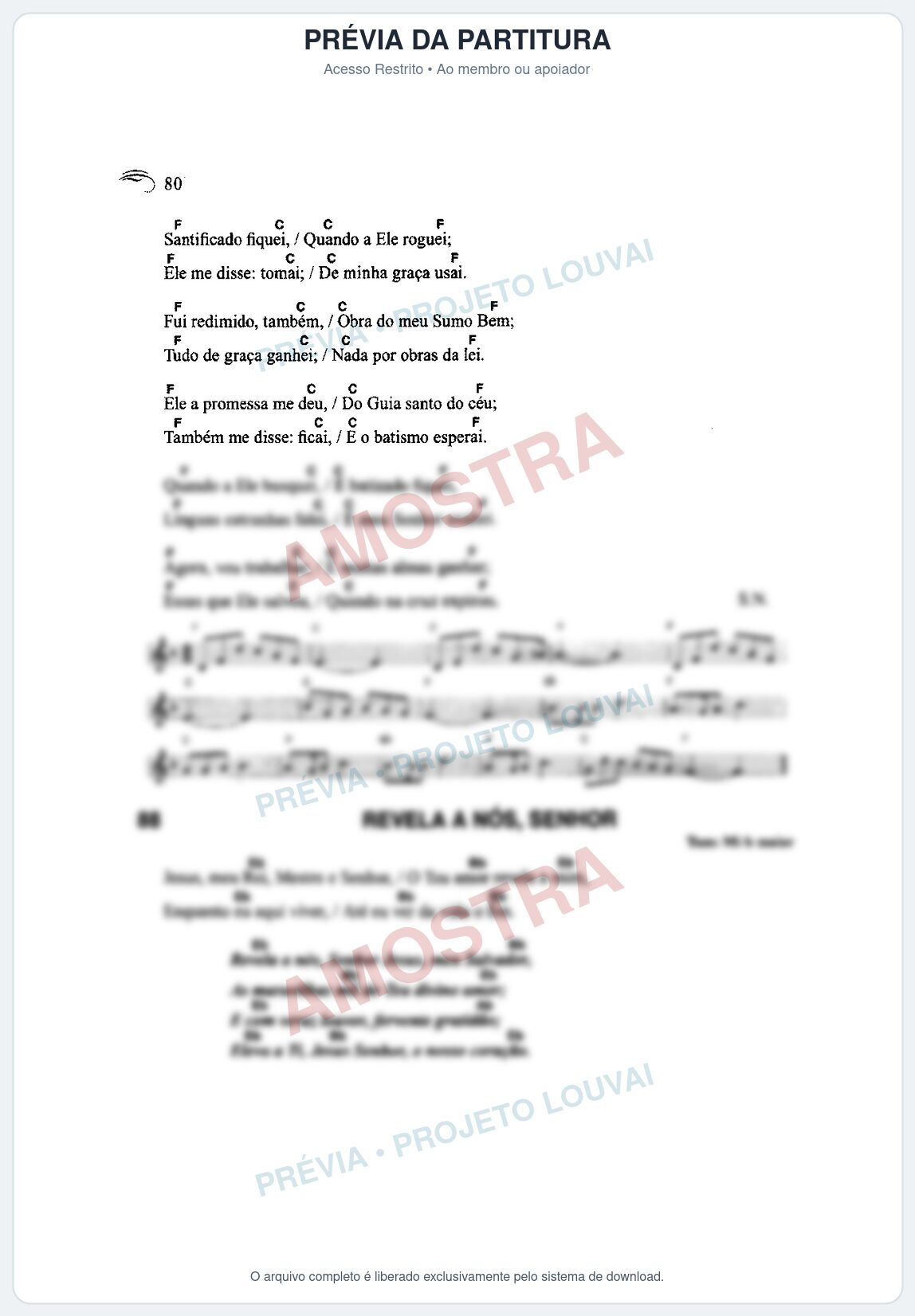 Prévia protegida da primeira página da partitura Partitura da música Revela a Nós, Senhor (Harpa Cristã nº88) - Harpa Cristã Cifrada - Tom Eb