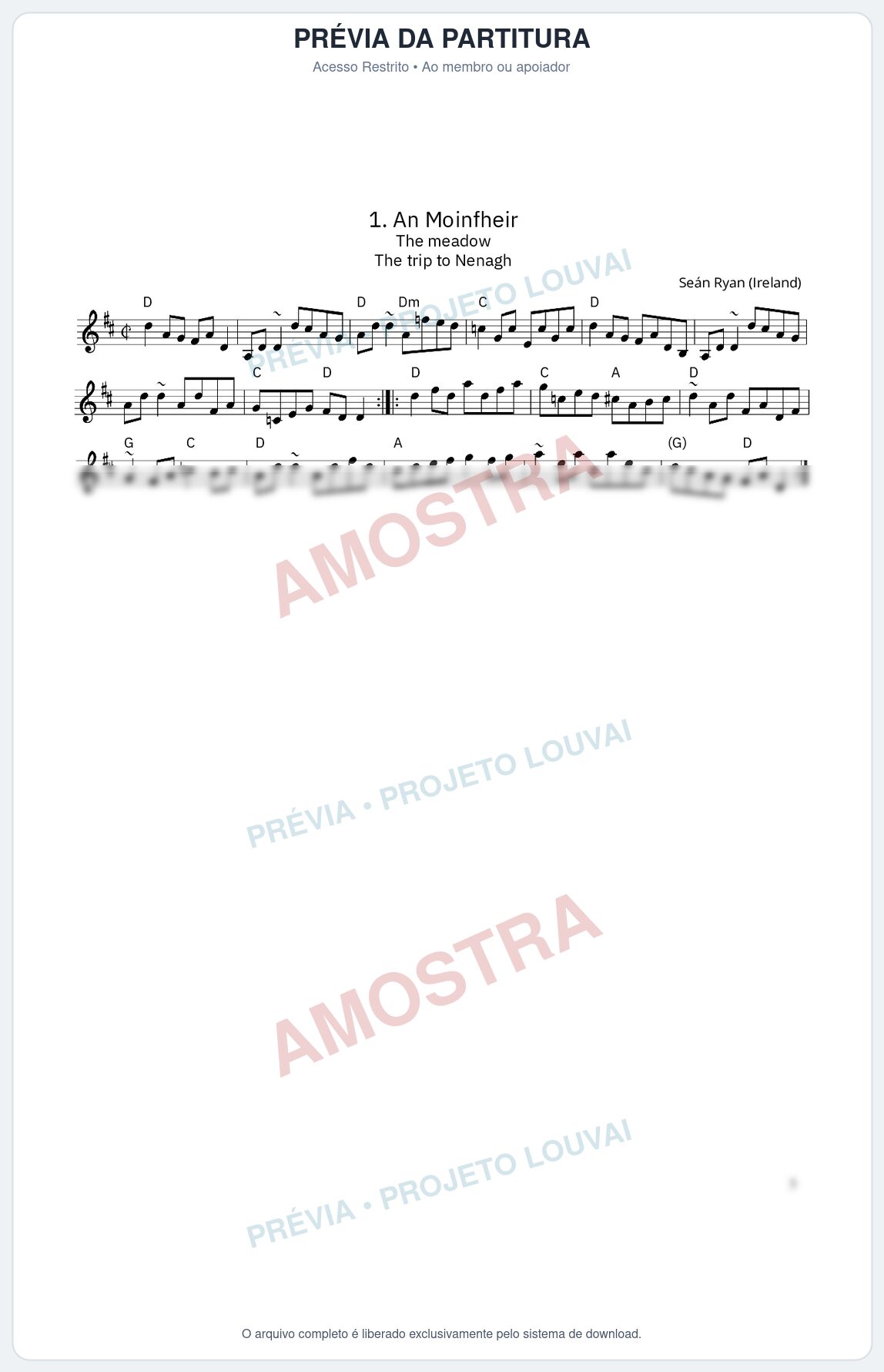 Prévia protegida da primeira página da partitura Partitura da música An Moinfheir - King Street Sessions - Tom D