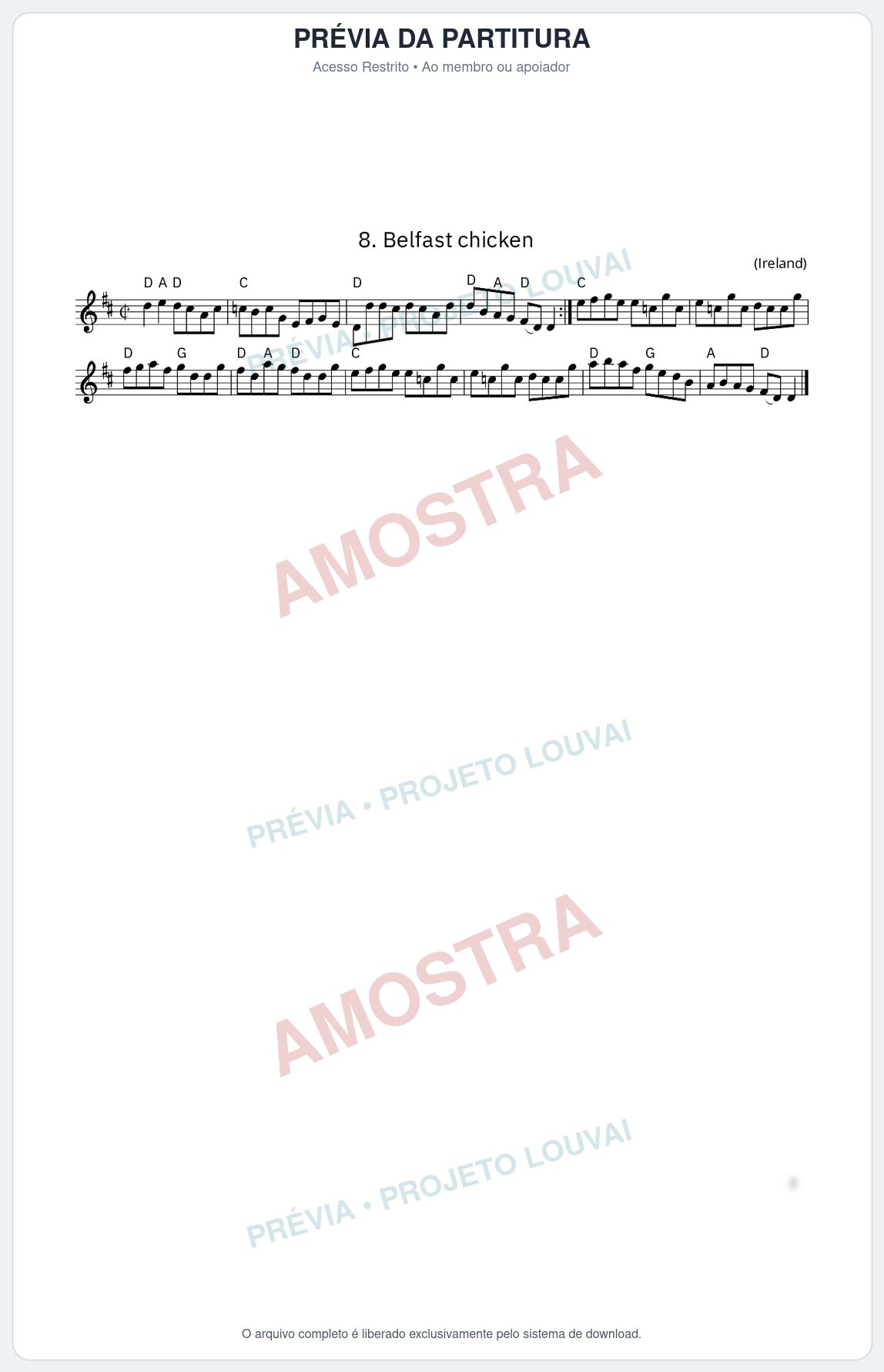 Prévia protegida da primeira página da partitura Partitura da música Belfast chicken - King Street Sessions - Tom D