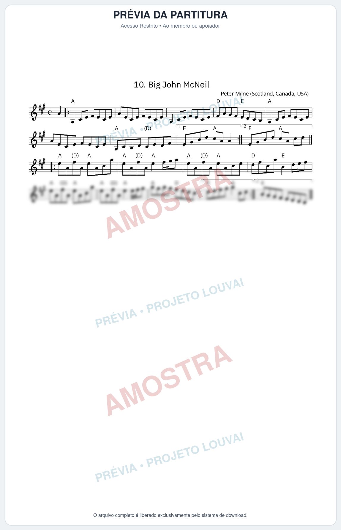Prévia protegida da primeira página da partitura Partitura da música Big John McNei - King Street Sessions - Tom D