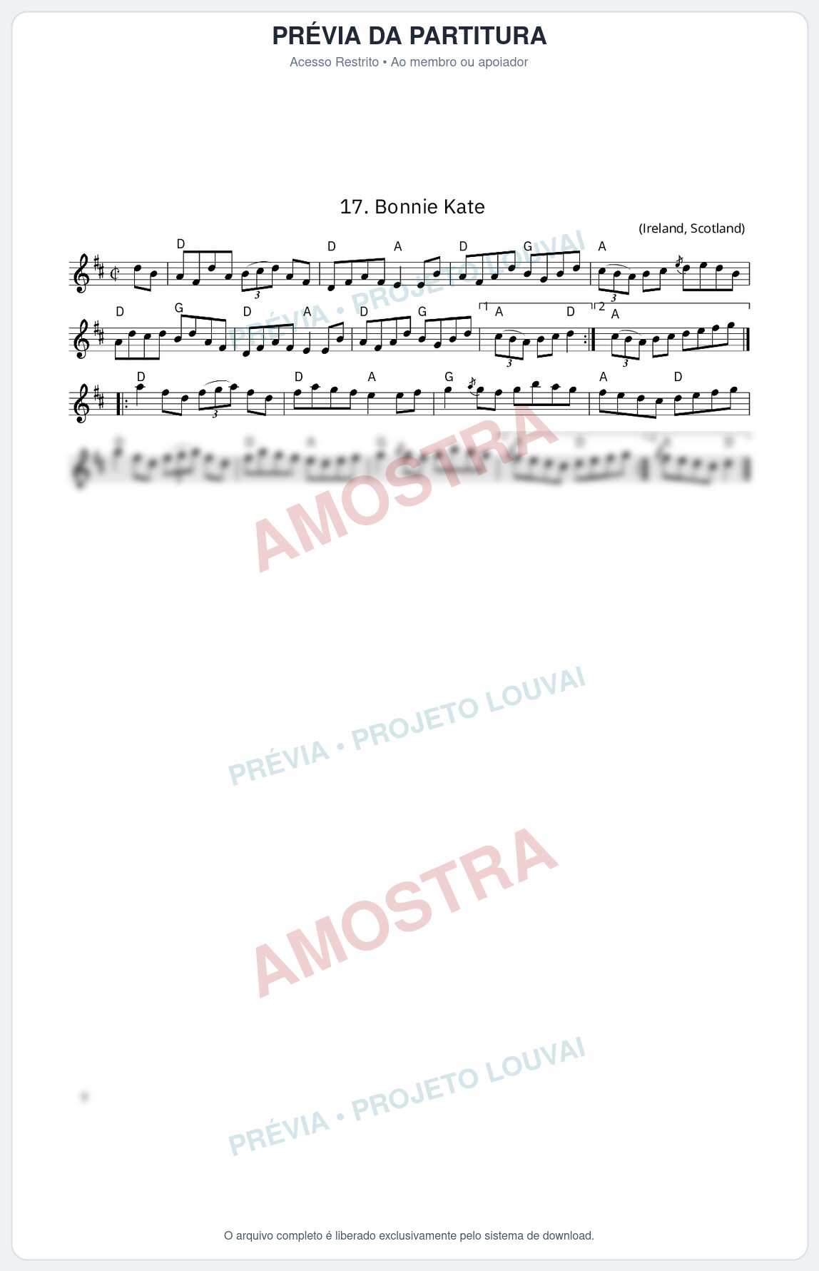 Prévia protegida da primeira página da partitura Partitura da música Bonnie Kate - King Street Sessions - Tom D