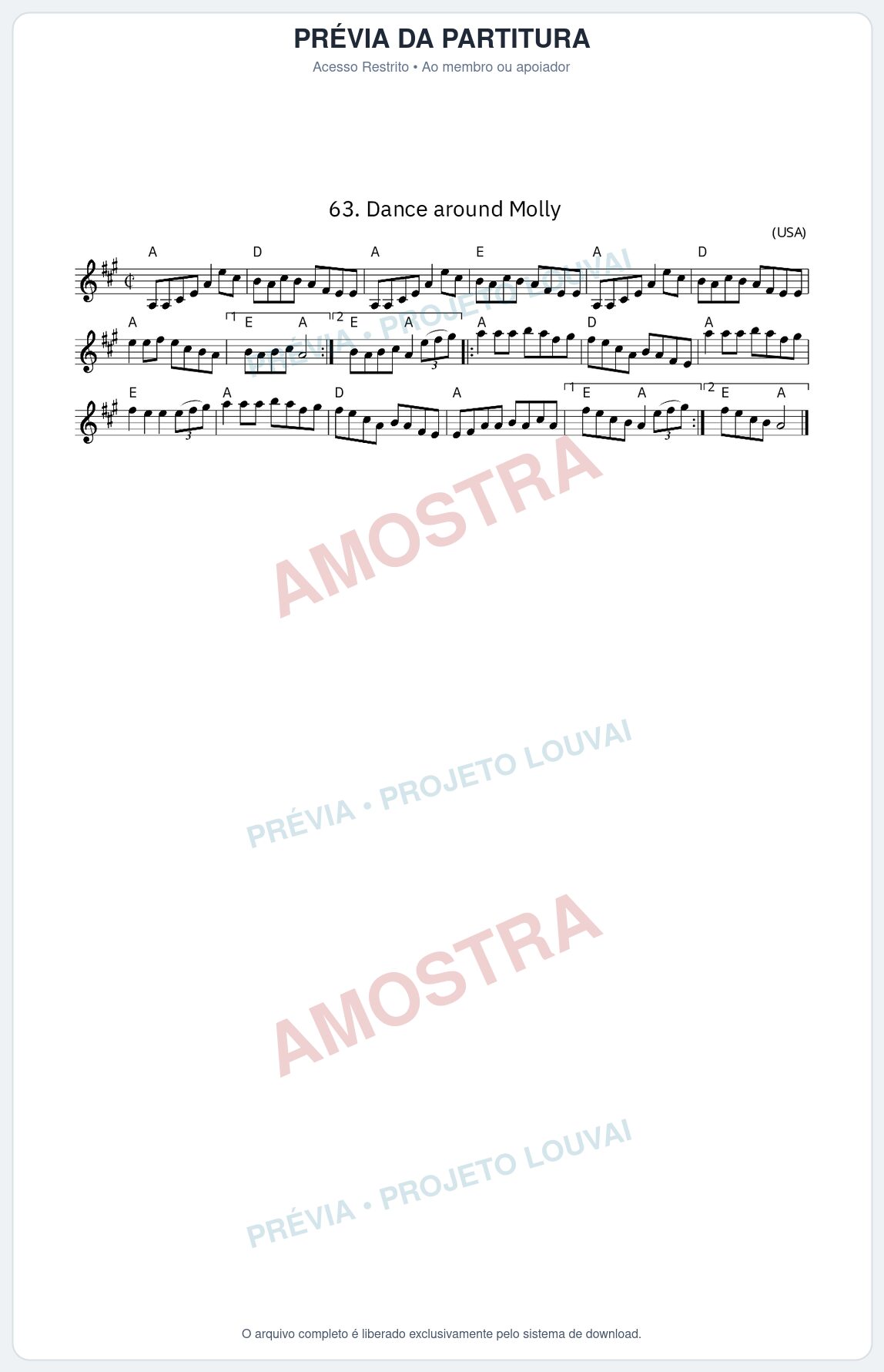 Prévia protegida da primeira página da partitura Partitura da música Dance around Molly - King Street Sessions - Tom A