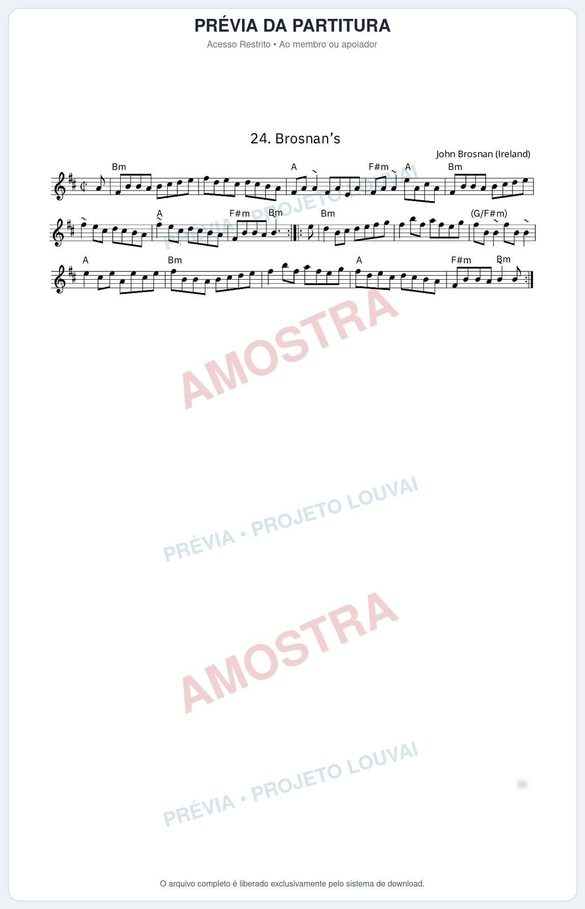 Prévia protegida da primeira página da partitura Partitura da música Brosnan’s - King Street Sessions - Tom Bm