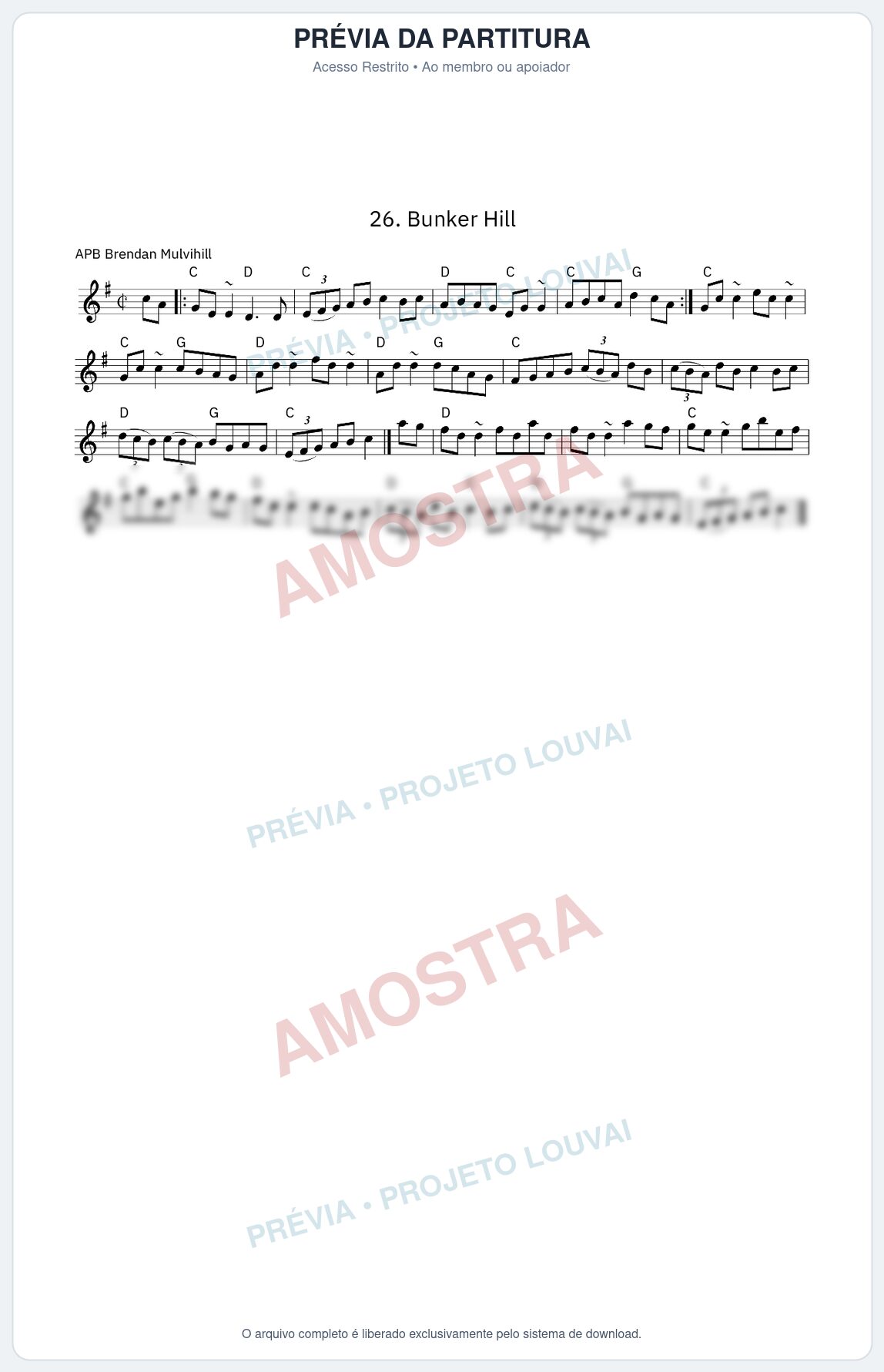 Prévia protegida da primeira página da partitura Partitura da música Bunker Hill - King Street Sessions - Tom C