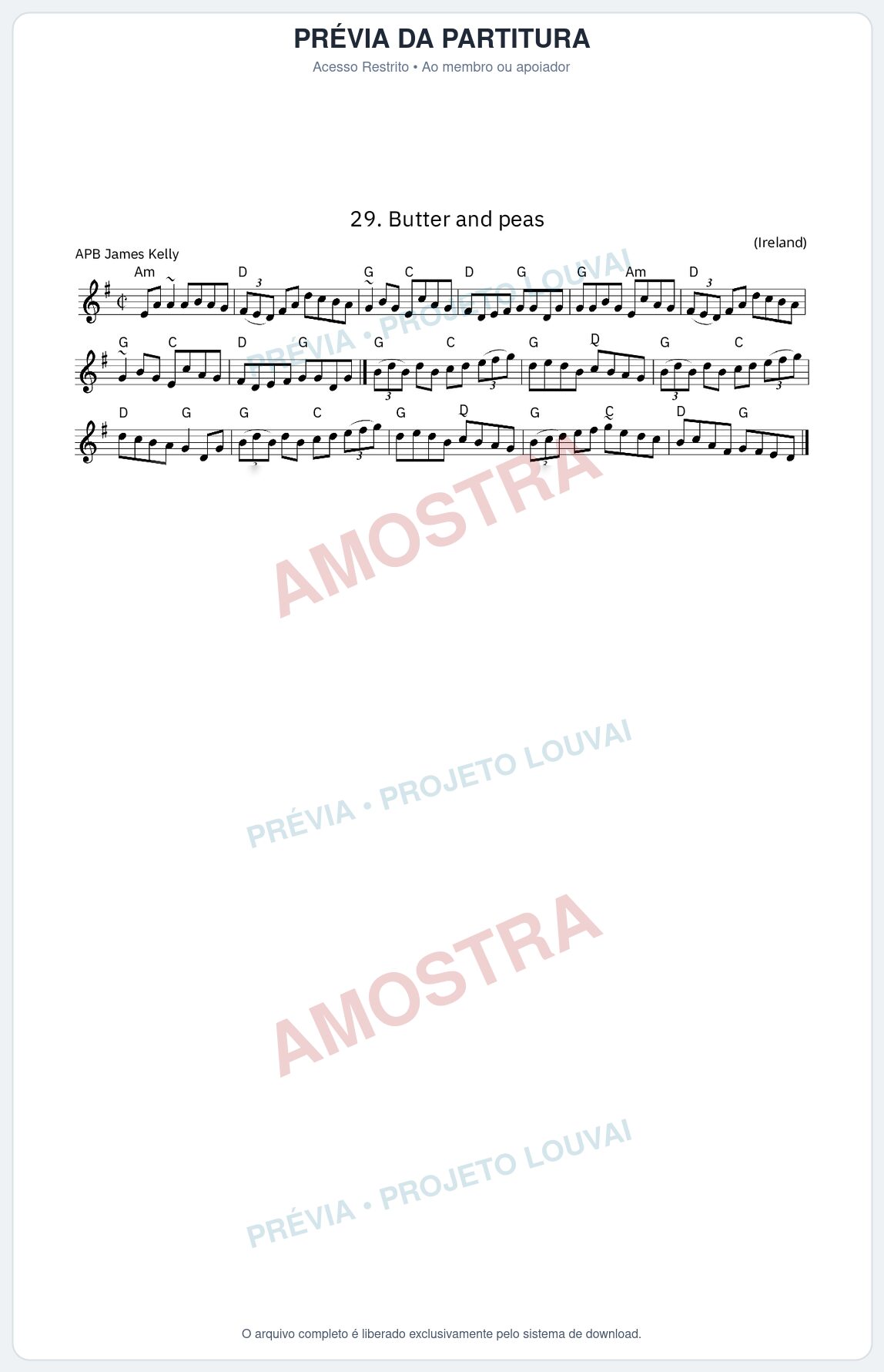 Prévia protegida da primeira página da partitura Partitura da música Butter and peas - King Street Sessions - Tom G