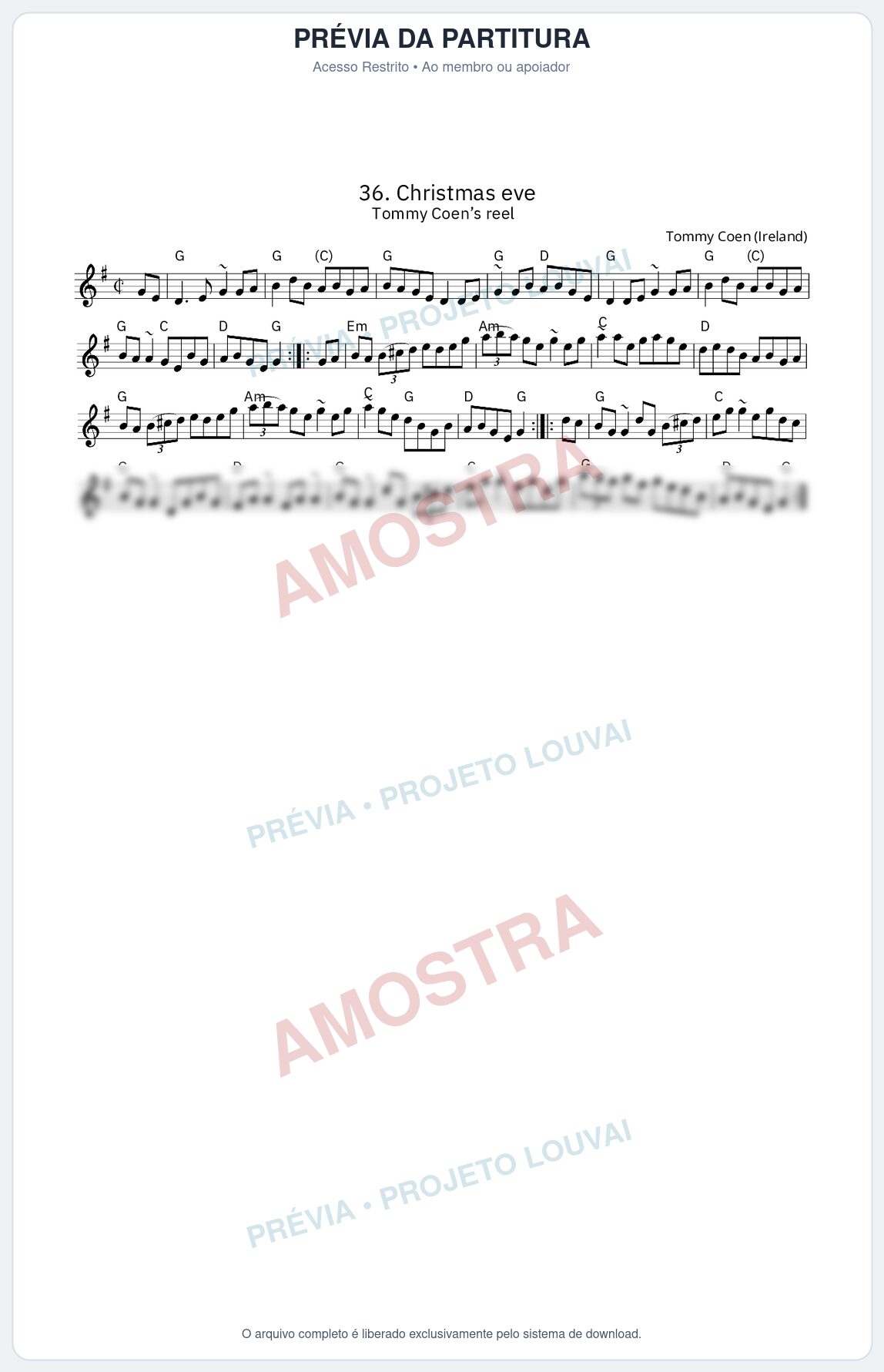 Prévia protegida da primeira página da partitura Partitura da música Christmas eve - King Street Sessions - Tom G