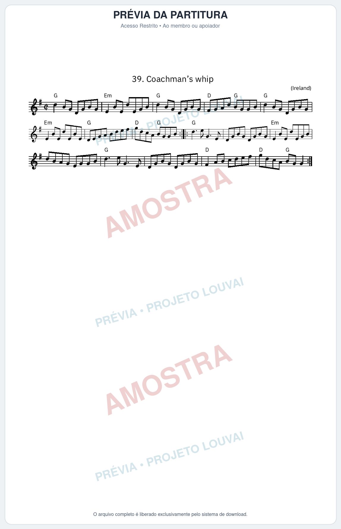 Prévia protegida da primeira página da partitura Partitura da música Coachman’s whip - King Street Sessions - Tom G