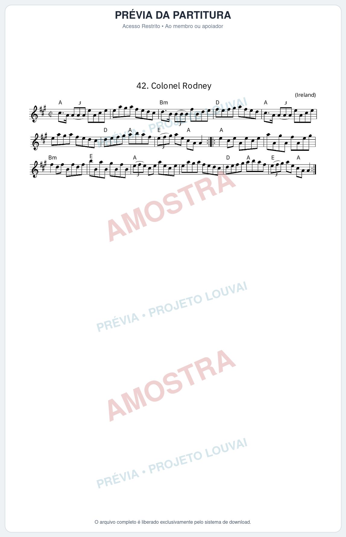 Prévia protegida da primeira página da partitura Partitura da música Colonel Rodney - King Street Sessions - Tom A
