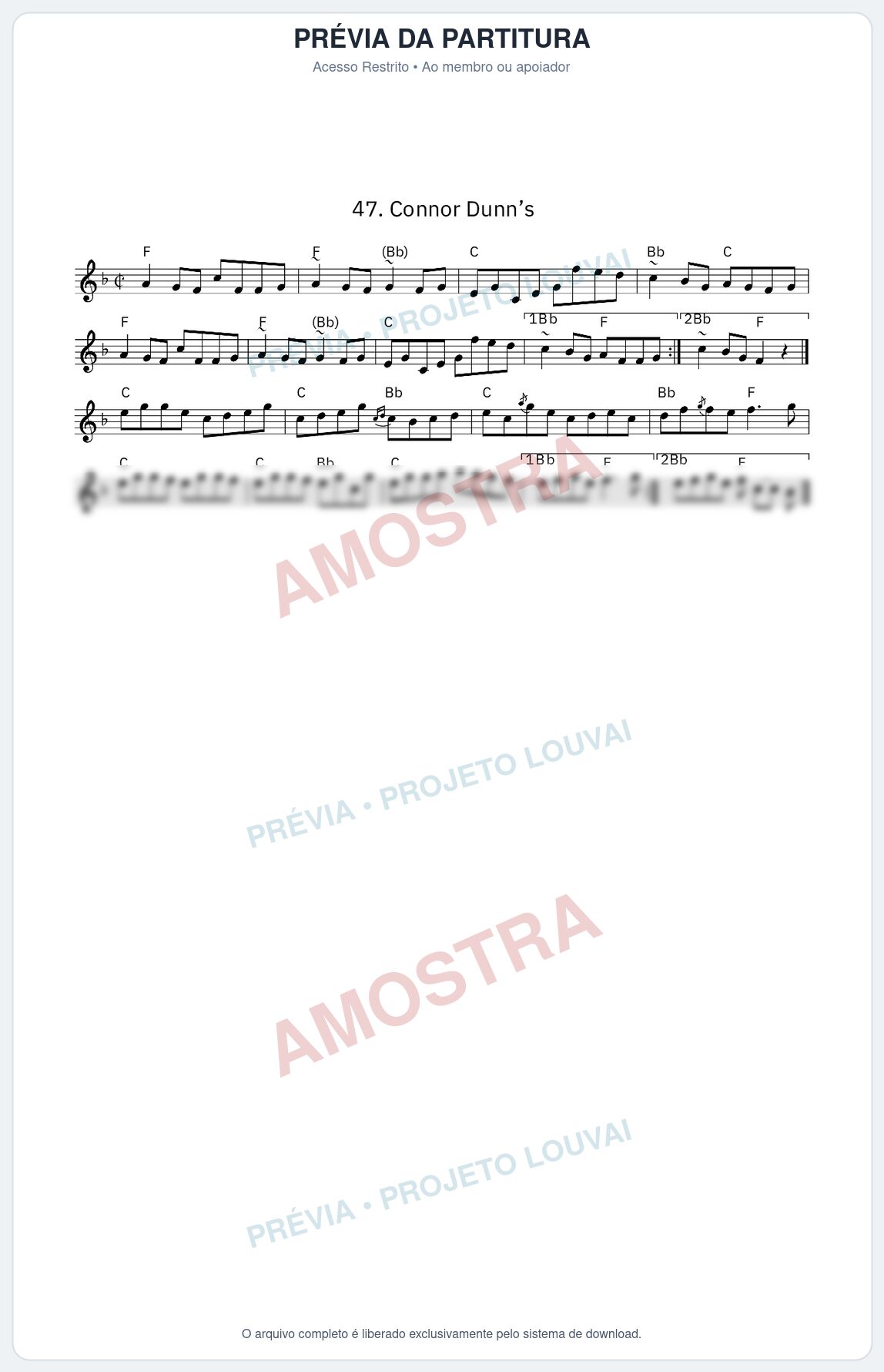 Prévia protegida da primeira página da partitura Partitura da música Connor Dunn’s - King Street Sessions - Tom F
