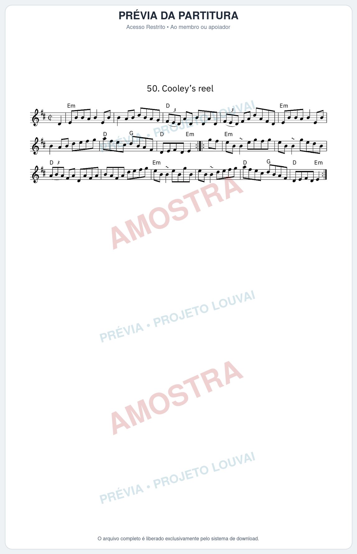 Prévia protegida da primeira página da partitura Partitura da música Cooley’s reel - King Street Sessions - Tom Em