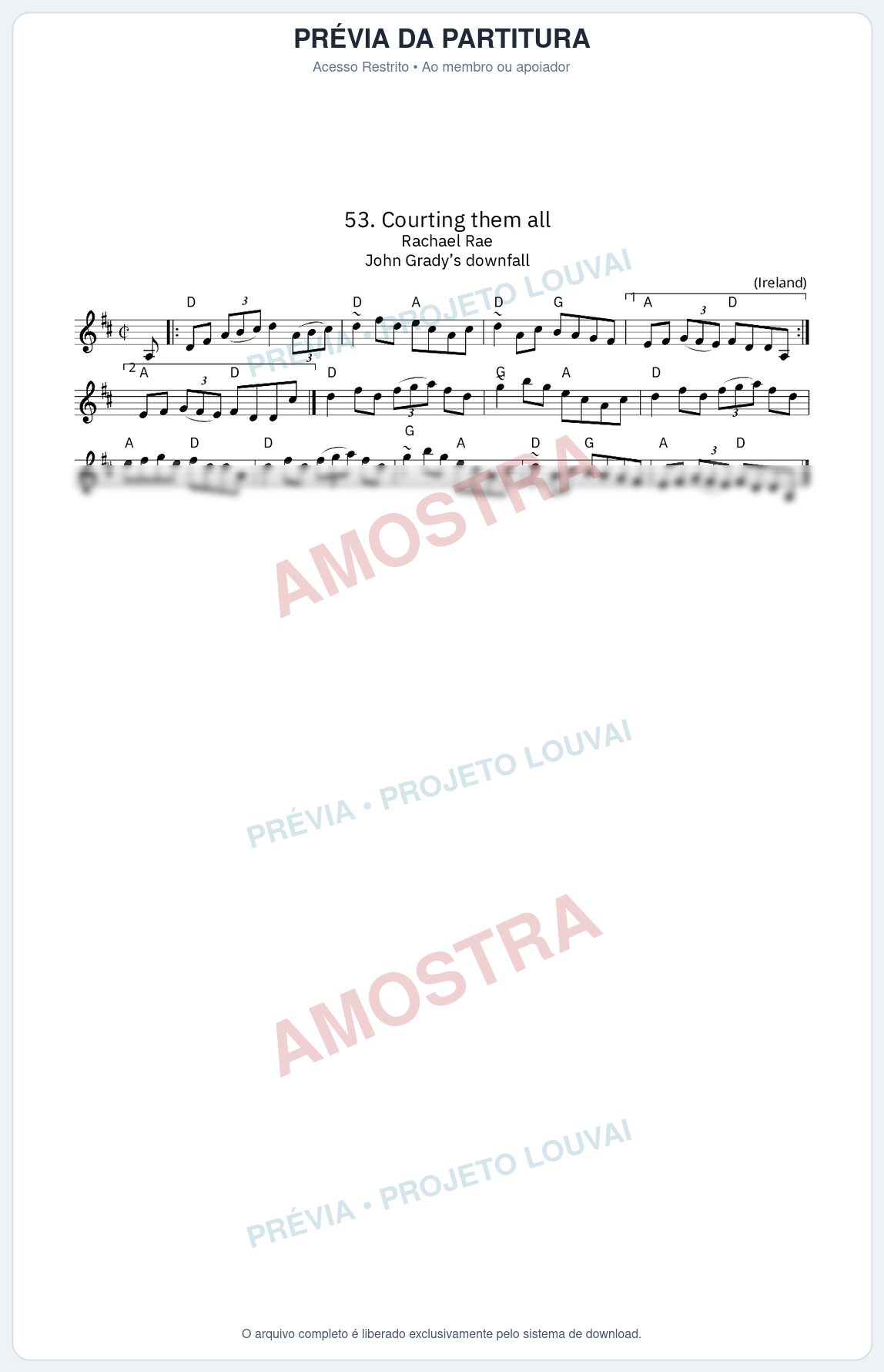 Prévia protegida da primeira página da partitura Partitura da música Courting them all - King Street Sessions - Tom D