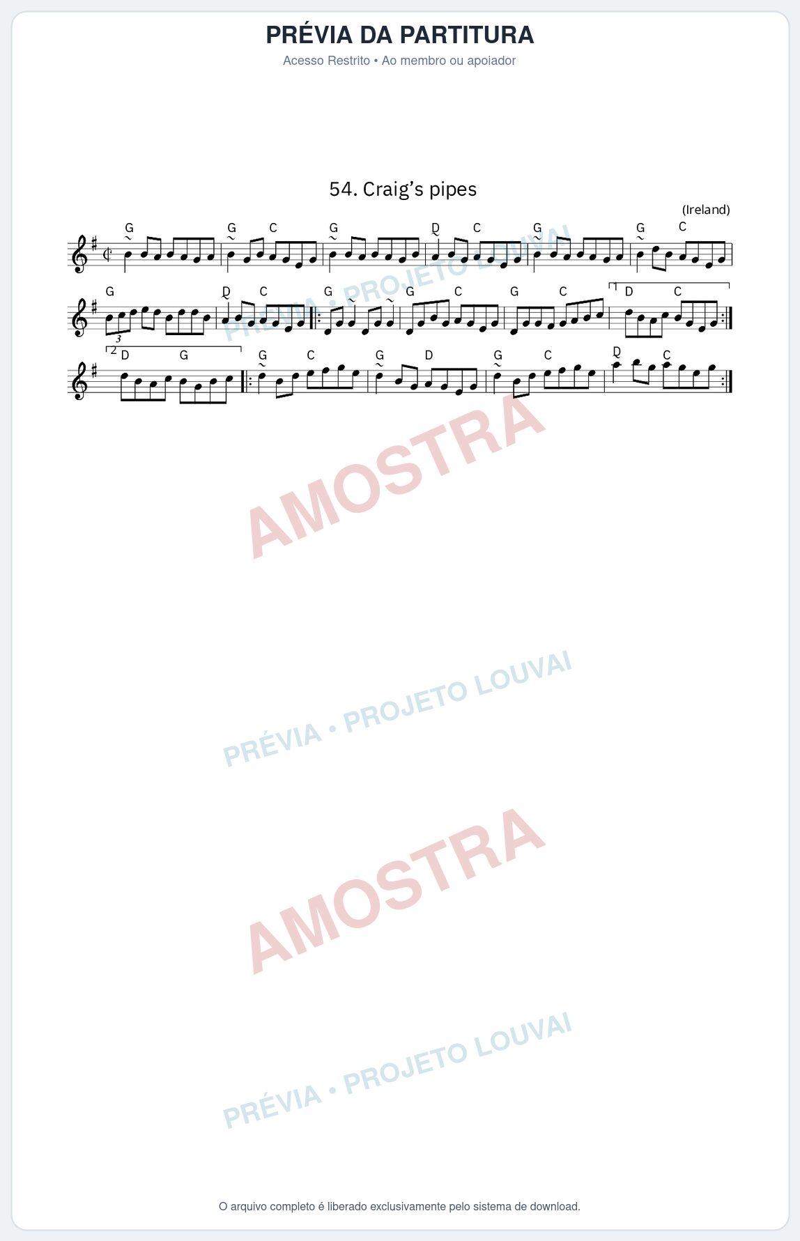 Prévia protegida da primeira página da partitura Partitura da música Craig’s pipes - King Street Sessions - Tom G