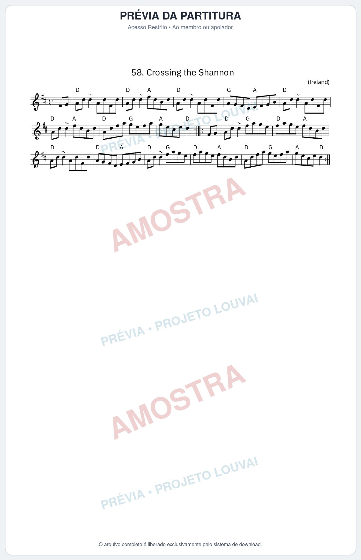 Prévia protegida da primeira página da partitura Partitura da música Crossing the Shannon - King Street Sessions - Tom D